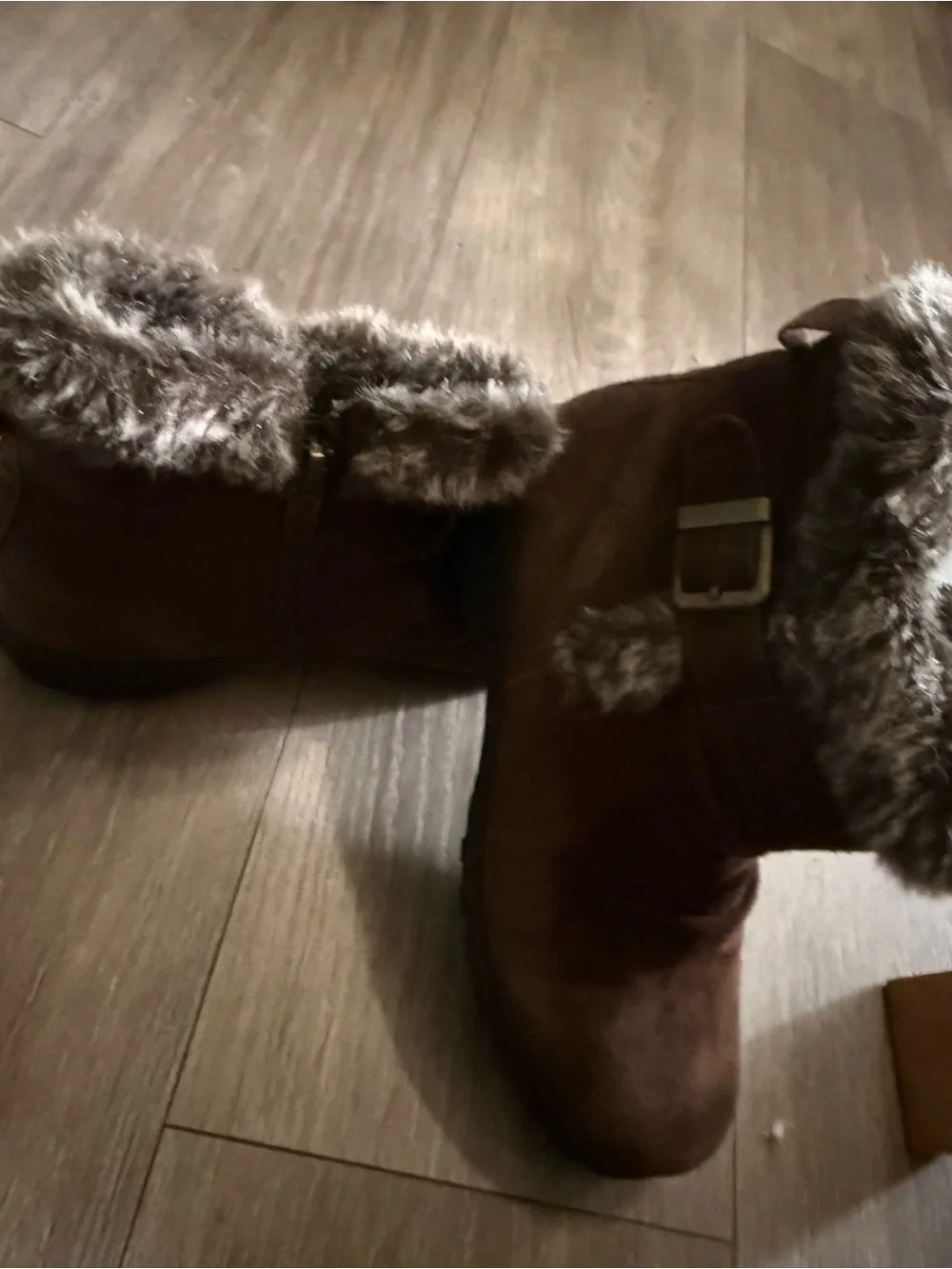 Women’s Brown Faux-Fur Ankle Boots - Casual Winter Comfort